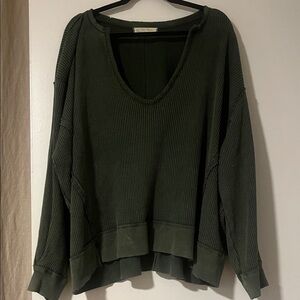 Scoop-Neck Distressed Oversized Sweater
